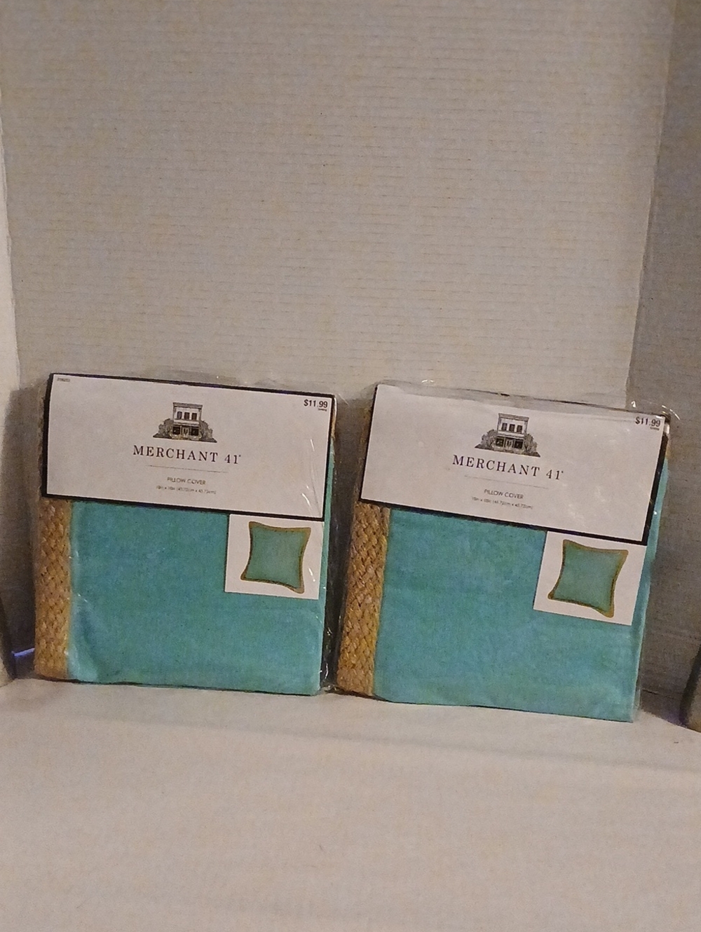 Merchant 41 Lot 2 Turquoise and Gold Pillow Cover